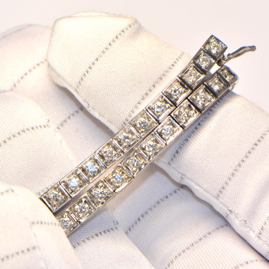 Diamant Armband Weissgold eckig