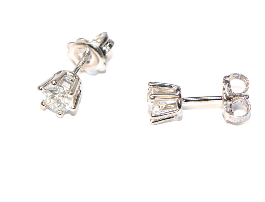 6 Krappen Weissgold Ohrstecker Diamant