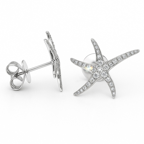 NJ24_9 Seestern Ohrstecker 0,379 ct. Ohrringe 18K