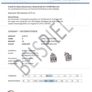 Zertifikat Ohrstecker Beispiel