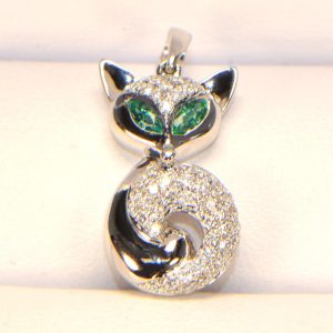 Diamant Anhänger in Weissgold Smaragd Fuchs 3