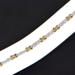 Diamant Armband bicolor Weissgold Gelbgold modern (2)