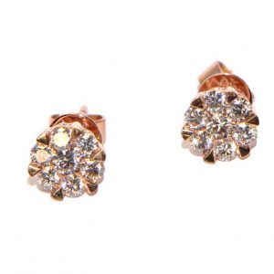 Diamant Ohrstecker Rosegold Illusion 1 ct Karat