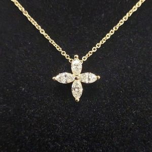 Blüte Diamant Marquise Navette Gelbgold Weissgold Rosegold Collier