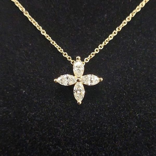 Blüte Diamant Marquise Navette Gelbgold Weissgold Rosegold Collier