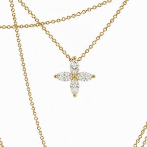 Alternative view of Diamant Collier 0,58 ct. "Blüte" Gelbgold 18K Marquise Navette