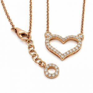 Diamant Collier, Diamantcollier, Herz, Rosegold, Gold, 750, 18K