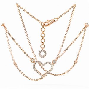 Diamant Collier, Diamantcollier, Herz, Rosegold, Gold, 750, 18K