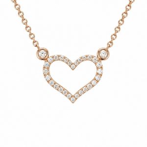 Diamant Collier, Diamantcollier, Herz, Rosegold, Gold, 750, 18K