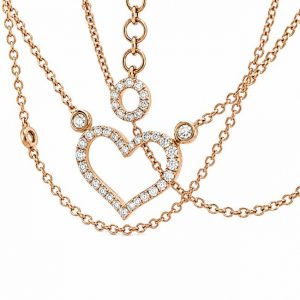 Diamant Collier, Diamantcollier, Herz, Rosegold, Gold, 750, 18K