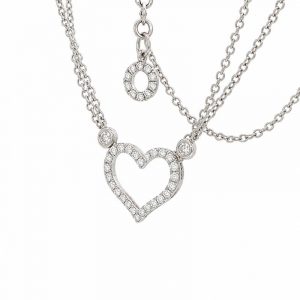 Diamant Collier, Diamantcollier, Herz, Weissgold, Gold, 750, 18K