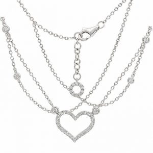 Diamant Collier, Diamantcollier, Herz, Weissgold, Gold, 750, 18K