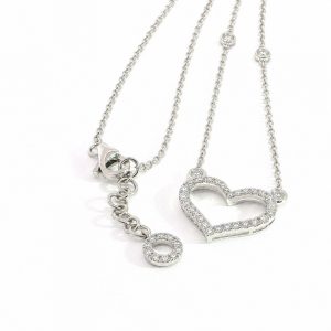 Diamant Collier, Diamantcollier, Herz, Weissgold, Gold, 750, 18K