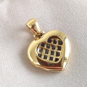 Diamant Anhänger Gelbgold Princess Schliff Herz