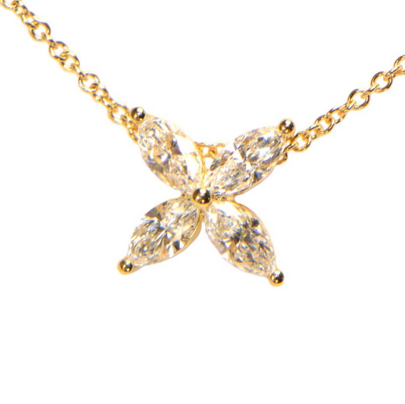 Diamant Collier Gelbgold Marquise 18K