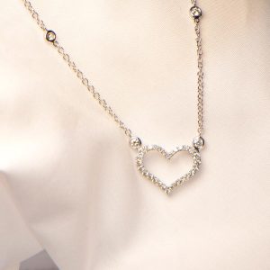 Diamant Collier Weissgold Herz 18K
