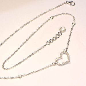Diamant Collier Weissgold Herz modern