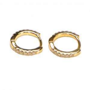 Diamant Creolen Gelbgold doppelter Diamantbesatz