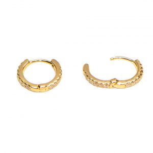 Diamant Creolen Gelbgold doppelter Diamantbesatz