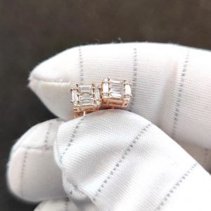 Diamant Ohrstecker Baguette Rosegold 18K