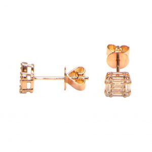 Diamant Ohrstecker Baguette Rosegold 18K