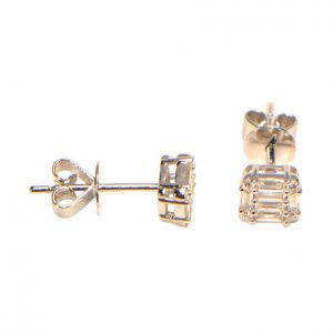 Diamant Ohrstecker Baguette Weissgold 18K