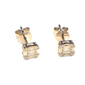 Diamant Ohrstecker Baguette Weissgold 18K
