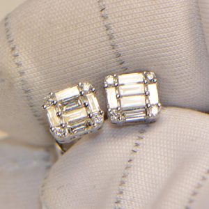 Diamant Ohrstecker Baguette Weissgold 18K