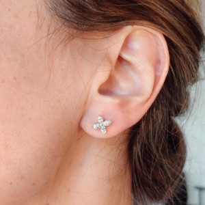 Diamant Ohrstecker Gelbgold Navette Marquise Blüte