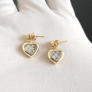 Diamant Ohrstecker Herz Gelbgold Prinzessin Schliff