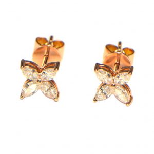 Diamant Ohrstecker Rosegold 18K Navette Marquise Blüte