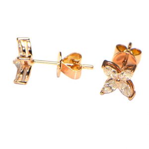 Diamant Ohrstecker Rosegold 18K Navette Marquise Blüte