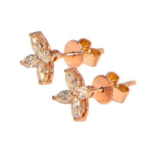 Diamant Ohrstecker Rosegold 18K Navette Marquise Blüte