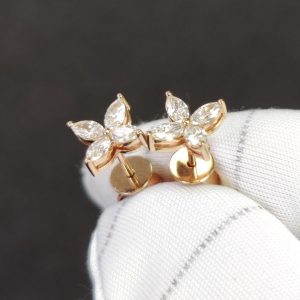 Diamant Ohrstecker Rosegold 18K Navette Marquise Blüte