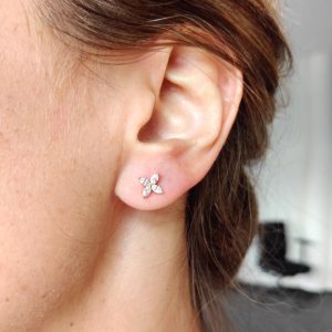 Diamant Ohrstecker Rosegold 18K Navette Marquise Blüte