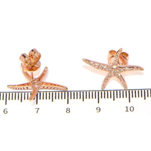 Diamant Ohrstecker Roségold Seesterne gross 18K