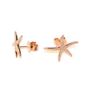 Diamant Ohrstecker Roségold Seesterne gross 18K