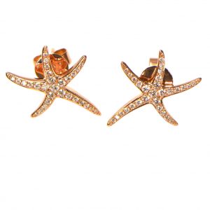 Diamant Ohrstecker Roségold Seesterne gross 18K