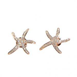 Diamant Ohrstecker Rosegold Seesterne klein