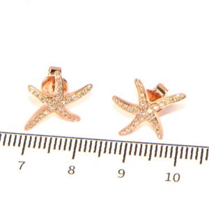 Diamant Ohrstecker Rosegold Seesterne klein