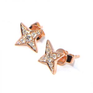 Diamant Ohrstecker Rosegold Sterne klein
