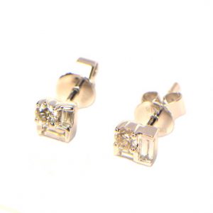 Diamant Ohrstecker Weissgold Baguette klein