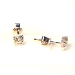 Diamant Ohrstecker Weissgold Baguette klein