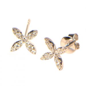 Diamant Ohrstecker Weissgold Blume