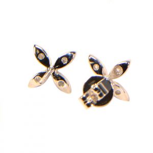 Diamant Ohrstecker Weissgold Blume