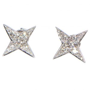 Diamant Ohrstecker Weissgold Sterne 18 Karat
