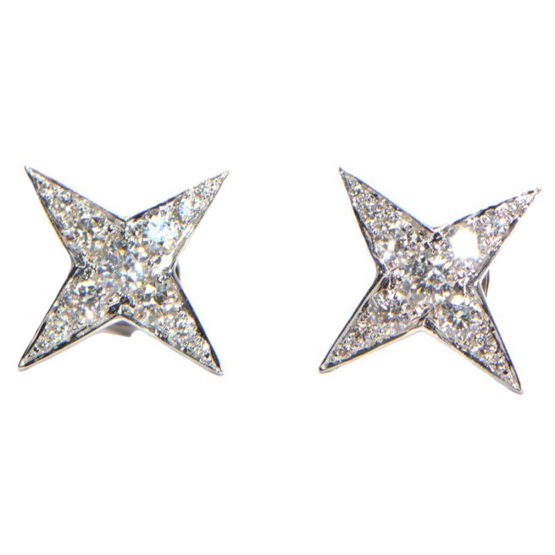 Diamant Ohrstecker Weissgold Sterne 18 Karat
