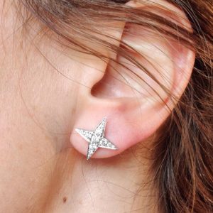 Diamant Ohrstecker Weissgold Sterne 18 Karat