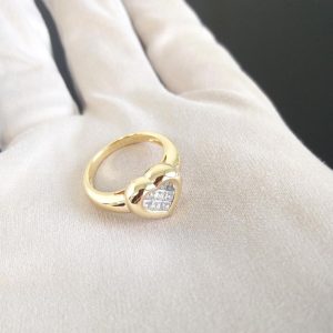 Diamantring Princess Schliff Gelbgold Herz