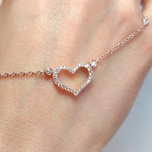 Herz Collier Brillanten Hand Rosegold